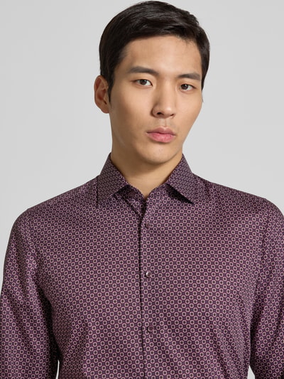 OLYMP Level 5 Slim fit zakelijk overhemd van katoen met Kentkraag Aubergine - 3