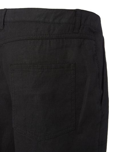 MAC Culotte van linnen met persplooien, model 'Nora' Zwart - 3