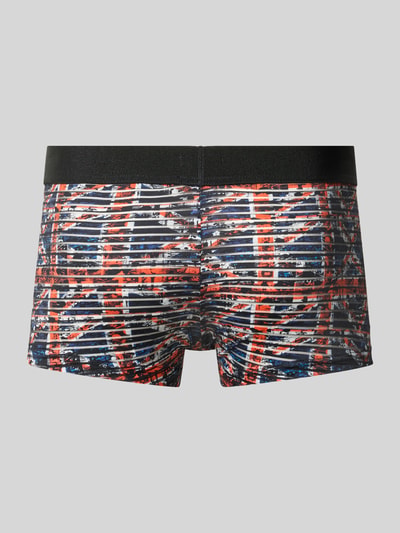 Produktfoto, Trunks mit elastischem Logo-Bund Modell 'Malcom' von HOM im modernen Streifenmuster, Material-Mix mit Stretch-Anteil, körpernaher Schnitt