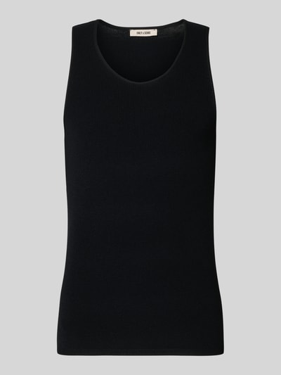 Produktfoto, Regular Fit Tank Top aus Viskose-Mix Modell 'CHRIS' von Only & Sons, schwarz, Feinstrick, breite Träger, gerippter Abschluss