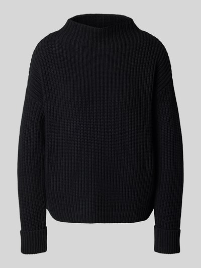 Selected Femme Sweter z dzianiny o kroju regular fit z mieszanki bawełny model ‘SELMA’ Czarny 2