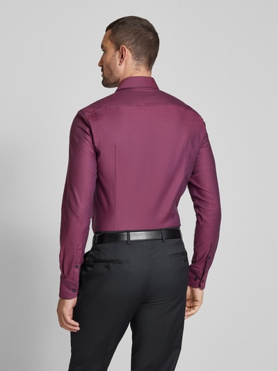 BOSS Slim Fit Business-Hemd mit Kentkragen Modell 'Hank' Aubergine 5