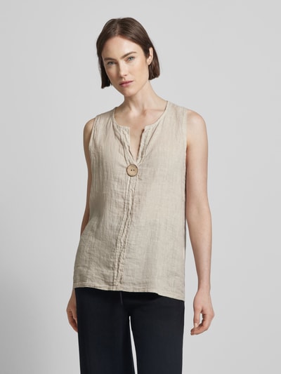 ZABAIONE Linnen blousetop met applicatie, model 'Ai44na' Beige - 4