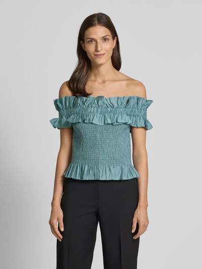 Copenhagen Muse Blouseshirt met carmenhals, model 'MOLLY' Petrol - 4