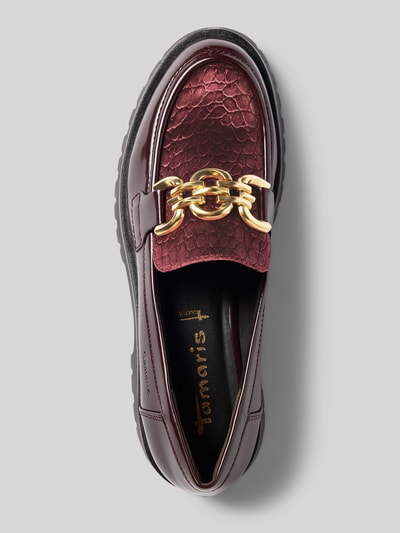 Tamaris Mokasyny z imitacji skóry Bordowy 3