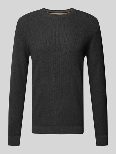 Tom Tailor Regular Fit Strickpullover mit geripptem Rundhalsausschnitt Anthrazit 2