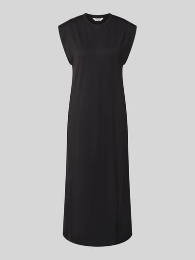 Produktfoto, Relaxed Fit Midikleid aus Viskose-Mix Modell 'Seano' von B.Young, Damen, in Schwarz mit Rundhalsausschnitt und Kappärmel.