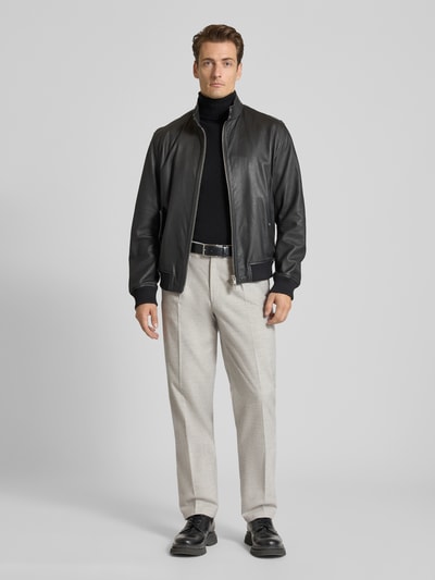 Profuomo Relaxed Fit Hose mit Bügelfalten Hellgrau 1