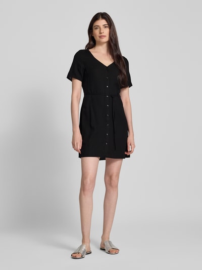 Vero Moda Loose Fit Minikleid aus Viskose-Leinen-Mix Modell 'MYMILO' Black 1
