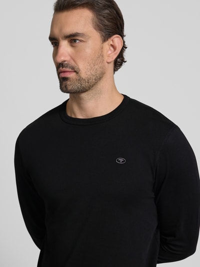 Tom Tailor Regular Fit Langarmshirt aus reiner Baumwolle Black 3