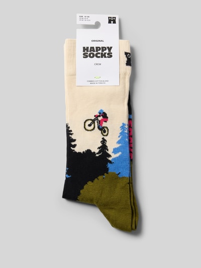 Happy Socks Socken mit Motiv-Stitching Modell 'Mountain Bike' Oliv 3