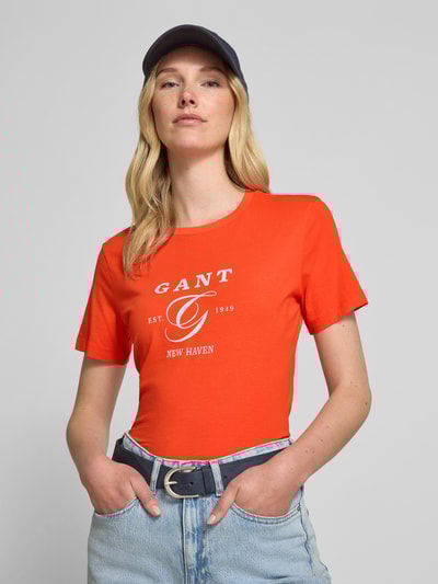 Gant T-Shirt mit Label-Print Koralle 3