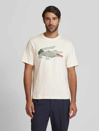 Lacoste T-shirt met labelstitching Offwhite - 4