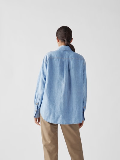 Victoria Beckham Jeansbluse mit Label-Stitching Blau meliert 5
