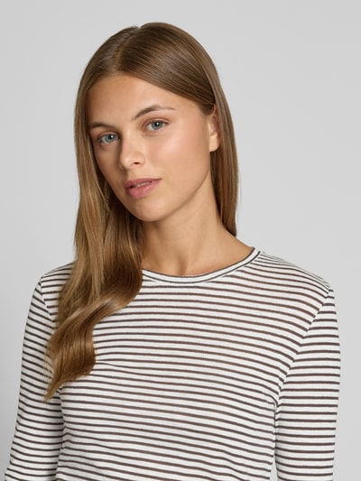 Rich & Royal Shirt met lange mouwen en geribde ronde hals Donkerbruin - 3