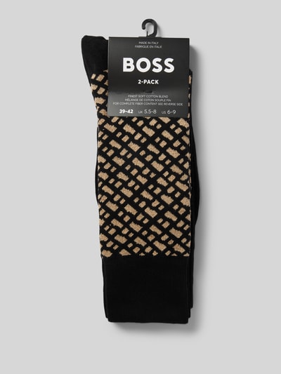 BOSS Socken mit Label-Detail Modell 'Shine Mono' im 2er-Pack Black 3