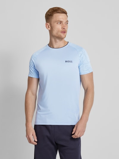 BOSS Green T-Shirt mit Label-Print Hellblau 4