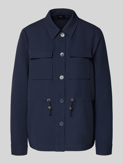 Produktfoto, Regular Fit Longblazer mit Brustpattentaschen von s.Oliver BLACK LABEL unifarben, krój regular fit, długi fason, tunel w talii, długie rękawy, mankiety, patki na piersi, granatowy, gładka tekstura