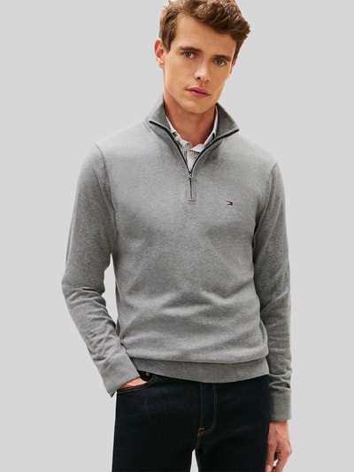 Tommy Hilfiger Troyer o kroju regular fit z czystej bawełny Jasnoszary 4