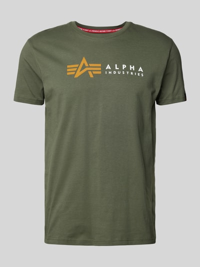 Alpha Industries T-shirt z nadrukiem z logo Oliwkowy 2