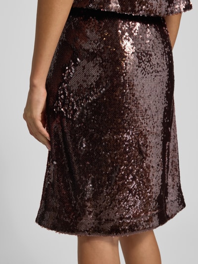 More & More Knielange rok met pailletten Donkerbruin - 3
