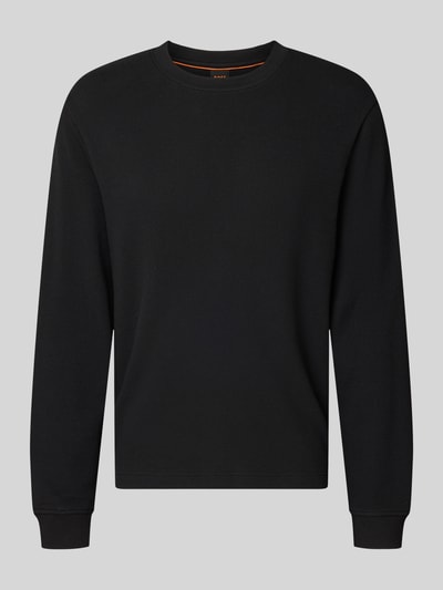 Productfoto, Regular Fit Langarmshirt aus Baumwoll-Mix Modell 'WE-TEMPEST' van BOSS Orange, look: effen, labelpatch, ronde hals, lange mouwen, mouwboord geribd, materiaalverwerking: fijnrib.