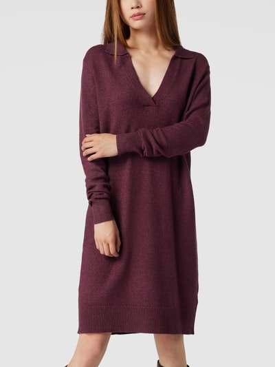 Montego Strickkleid mit V-Ausschnitt Aubergine Melange 4