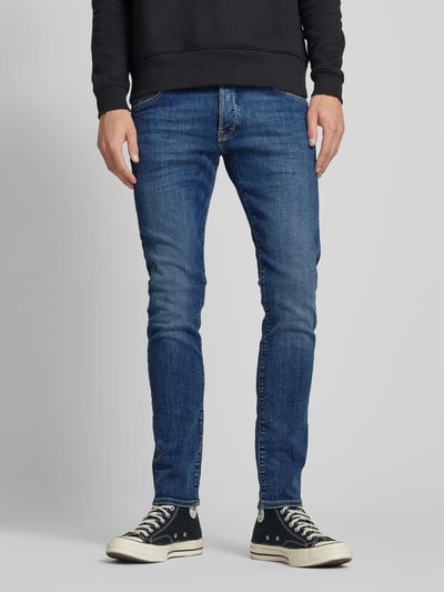 JACK & JONES Slim Fit Jeans mit Label-Patch Modell 'GLENN' Dunkelblau 4