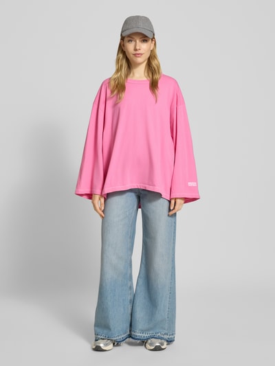 American Vintage Oversized shirt met lange mouwen en ronde hals, model 'FIZVALLEY' Roze - 1