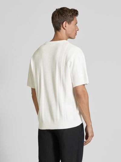 Lindbergh Oversized Poloshirt mit V-Ausschnitt Offwhite 5