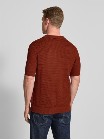 MCNEAL Regular Fit Strickpolo mit Strukturmuster Dunkelrot 5