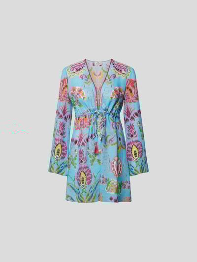 Etro Minikleid mit floralem Muster Ozean Blau 2