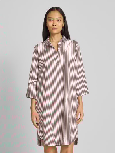 0039 Italy Knielange jurk met 3/4-mouwen, model 'DERRY' Chocoladebruin - 4