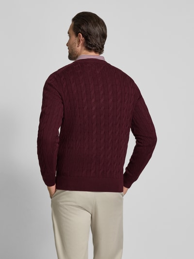 Tommy Hilfiger Regular fit gebreide pullover van zuiver katoen Bordeaux - 5