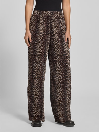 Pieces Wijde broek van crêpe afwerking, model 'FLORA' Zand - 4