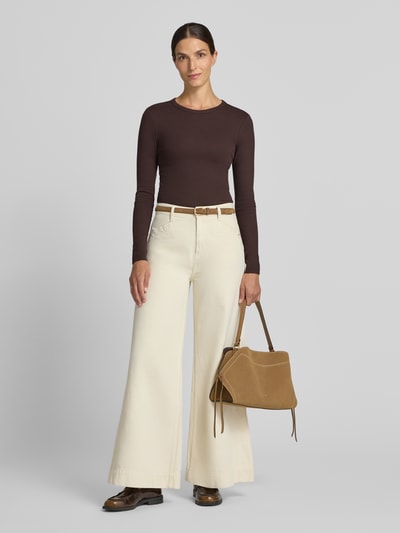 VERO MODA Slim Fit Langarmshirt aus Baumwoll-Mix Modell 'CHLOE' Schoko 1