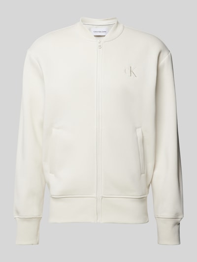 Calvin Klein Jeans Sweatjacke mit Label-Patch Modell 'APPLIQUE' Offwhite 2