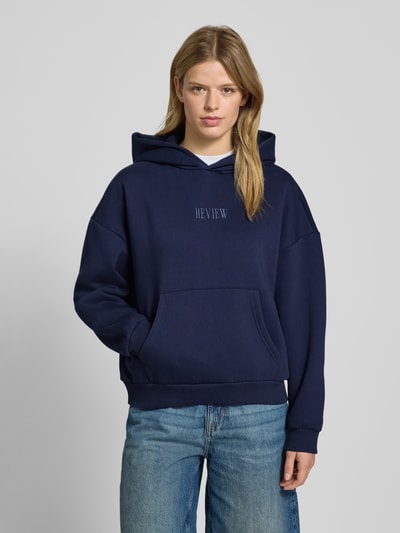 Review Hoodie mit Label-Stitching und Känguru-Tasche Marine 4
