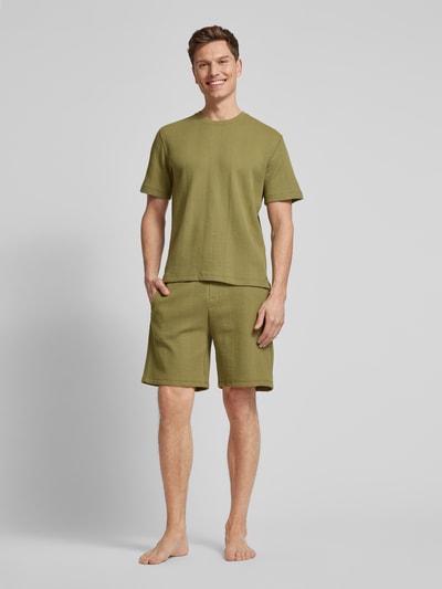 BOSS Regular Fit Shorts mit Strukturmuster Oliv 1