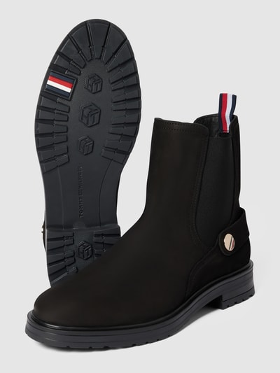 Tommy Hilfiger Chelsea boots met labeldetail, model 'COIN' Zwart - 4