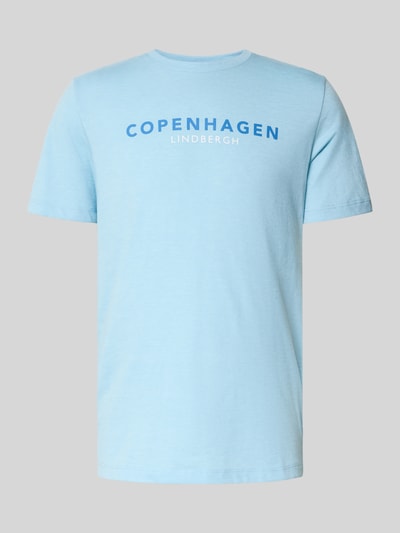 Lindbergh T-shirt met labelprint Lichtblauw - 2