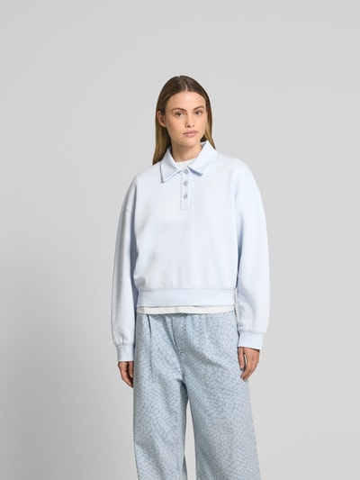 Filippa K Sweatshirt mit Polokragen Hellblau 4