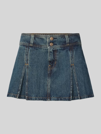 Produktfoto, Ausgestellter Mini-Rock aus reiner Baumwolle von Levi's®, blauer Denim mit sichtbarer Struktur und Ziernähten, Damen Mini-Rock