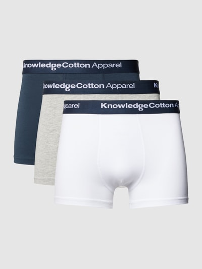 Knowledge Cotton Apparel Trunks mit elastischem Label-Bund im 3er-Pack Hellgrau Melange 1