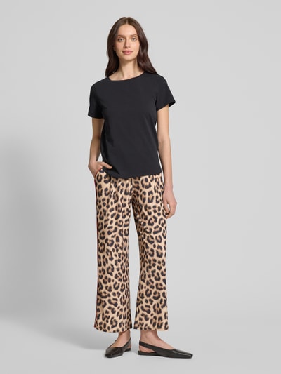 Oui Regular fit stoffen broek met galonstrepen Camel - 1