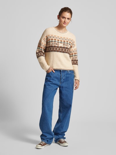 Pepe Jeans Gebreide pullover met ribboorden Offwhite - 1