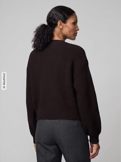 VERO MODA Loose fit gebreid jack met enkelrijige knoopsluiting model 'LEA' Zwart - 5