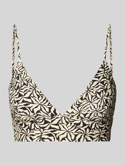 Produktfoto, Bikini-Oberteil mit V-Ausschnitt Modell 'Mahry' von Barts im schwarz-beigen Muster, Material-Mix mit Stretch-Anteil, Bralette Fit