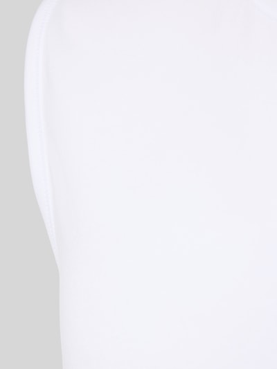 Produktfoto, Slim Fit Top aus Baumwoll-Mix im 2er-Pack von Schiesser in Weiß mit glatter Textur, elastischer Baumwoll-Mix, Rundhalsausschnitt
