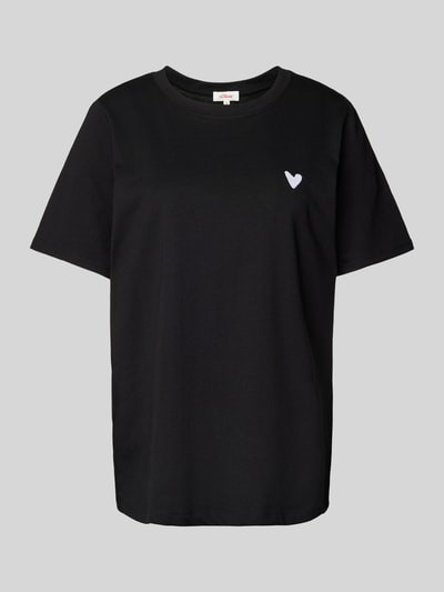 s.Oliver RED LABEL T-Shirt mit Motiv-Stitching Modell 'Heart' Black 1
